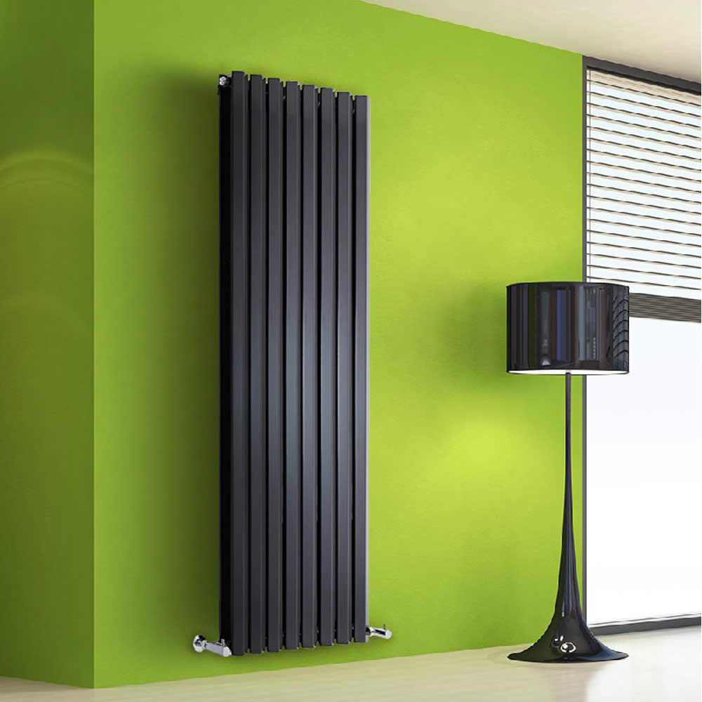 Radiador de Diseño Vertical Doble - Negro Lúcido - 1600mm x 560mm x 86mm - 1967 Vatios - Rombo