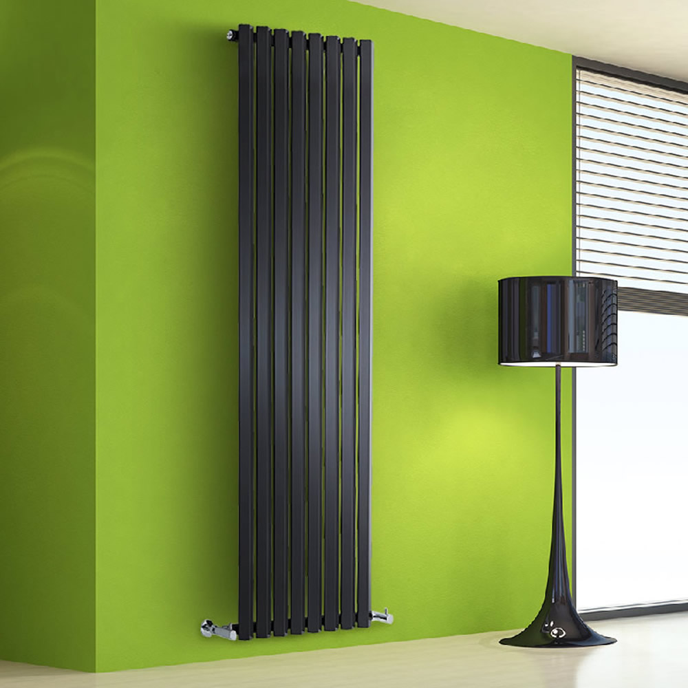 Radiador de Diseño Vertical - Negro Lúcido - 1780mm x 560mm x 60mm - 1401 Vatios - Rombo