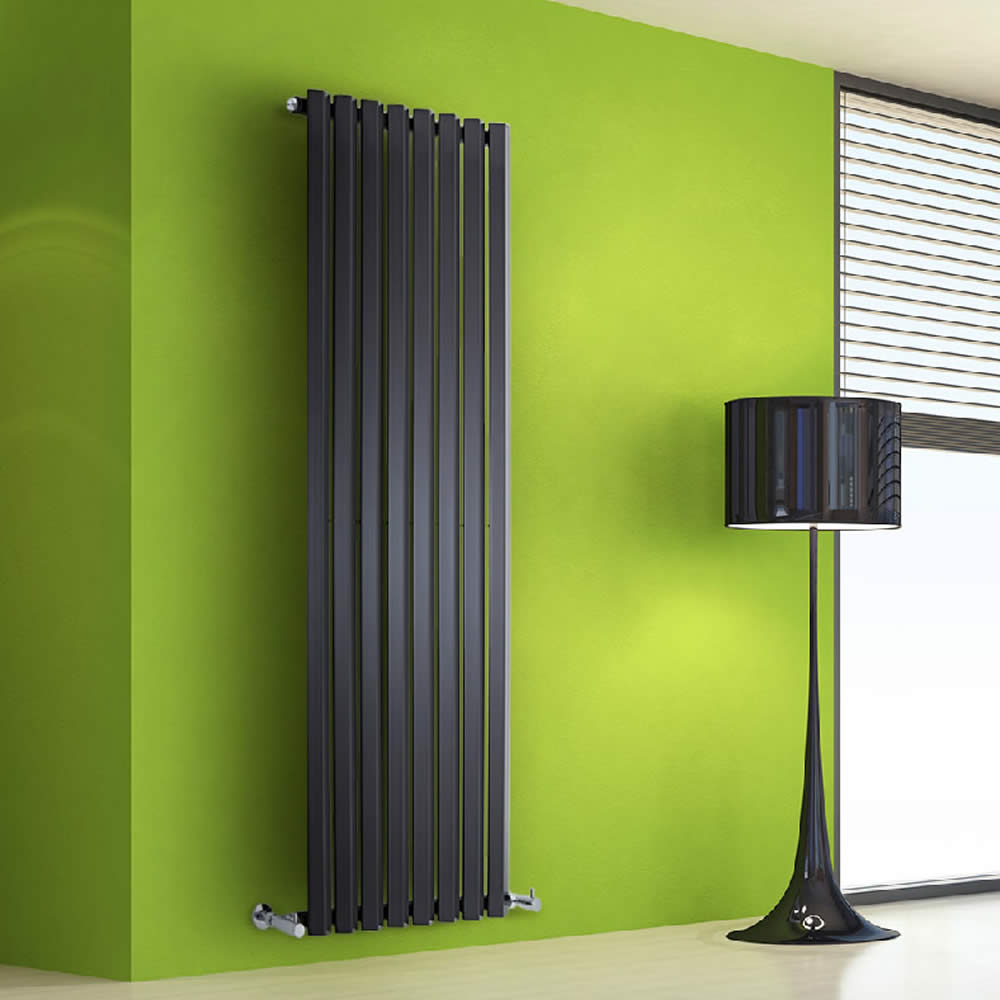 Radiador de Diseño Vertical - Negro Lúcido - 1600mm x 560mm x 60mm - 1261 Vatios - Rombo