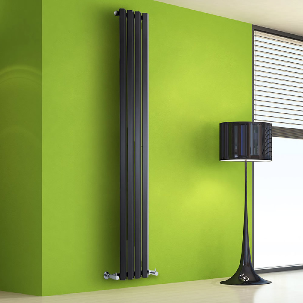 Radiador de Diseño Vertical - Negro - 1780mm x 280mm x 60mm - 700 Vatios - Rombo