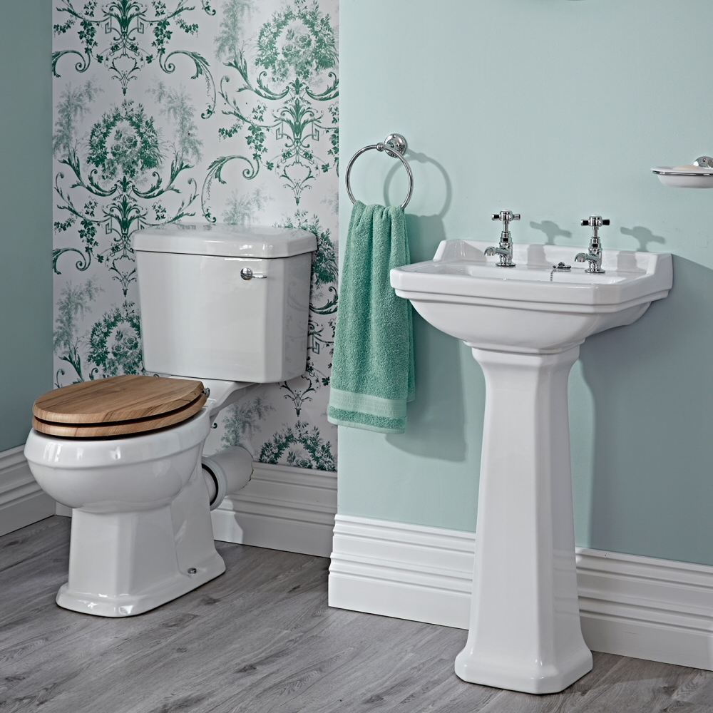 Conjunto de Baño Completo con Inodoro WC, Lavabo de 500mm y Opción de Distintas Tapas de WC - Tradicional