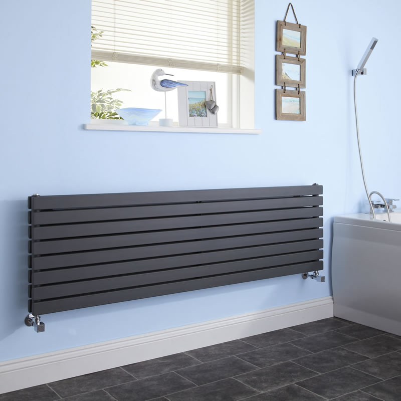 Radiador de Diseño Horizontal Doble - Antracita - 472mm x 1600mm x 71mm - 1577 Vatios - Sloane
