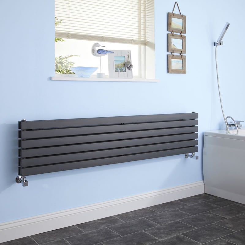Radiador de Diseño Horizontal Doble - Antracita - 354mm x 1600mm x 74mm - 1308 Vatios - Sloane