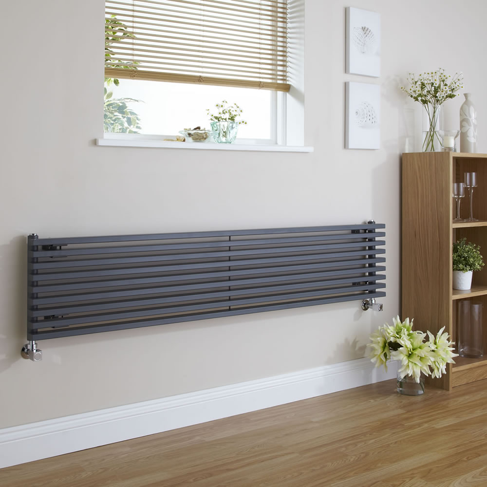 Radiador de Diseño Horizontal - Antracita - 342mm x 1600mm x 84mm - 1130 Vatios - Fin