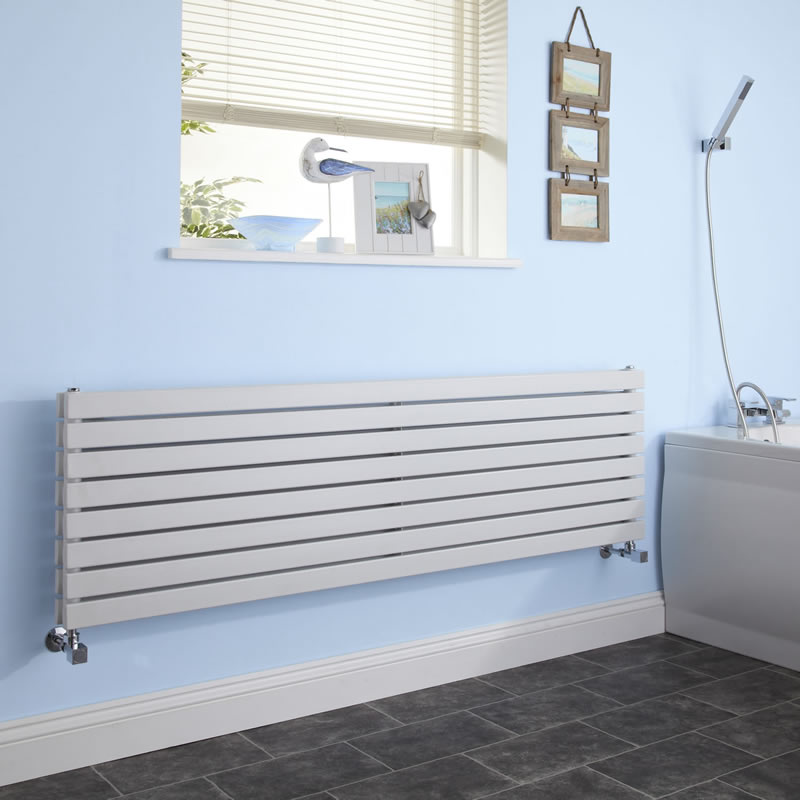 Radiador de Diseño Horizontal Doble - Blanco - 472mm x 1600mm x 71mm - 1577 Vatios - Sloane
