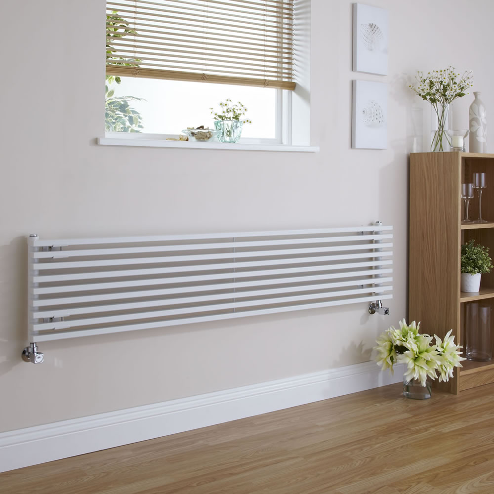 Radiador de Diseño Horizontal - Blanco - 342mm x 1600mm x 84mm - 1130 Vatios - Fin
