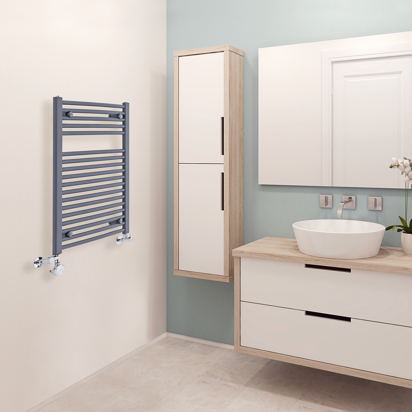 Radiador Toallero Mixto Curvo - Antracita - 800mm x 500mm x 48mm - 466 Vatios - Loa