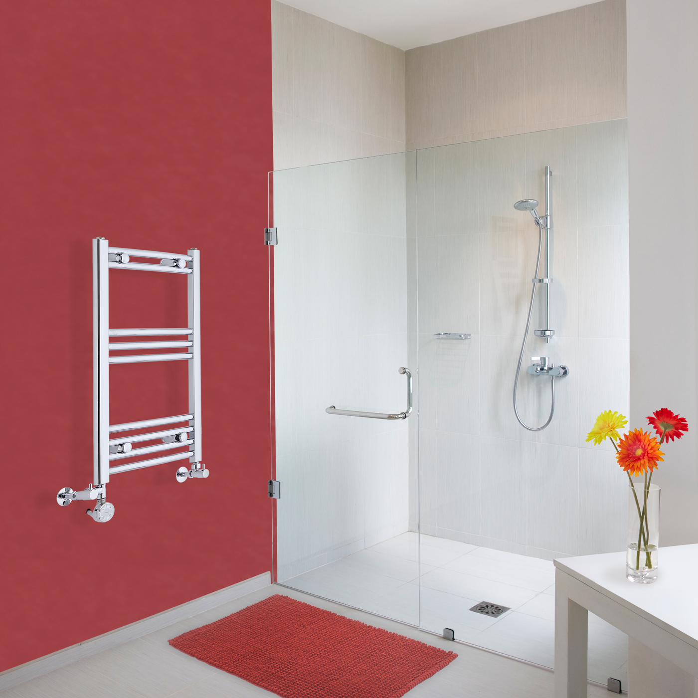 Radiador Toallero Mixto Curvo - Cromado - 700mm x 400mm x 38mm - 187 Vatios - Ischia