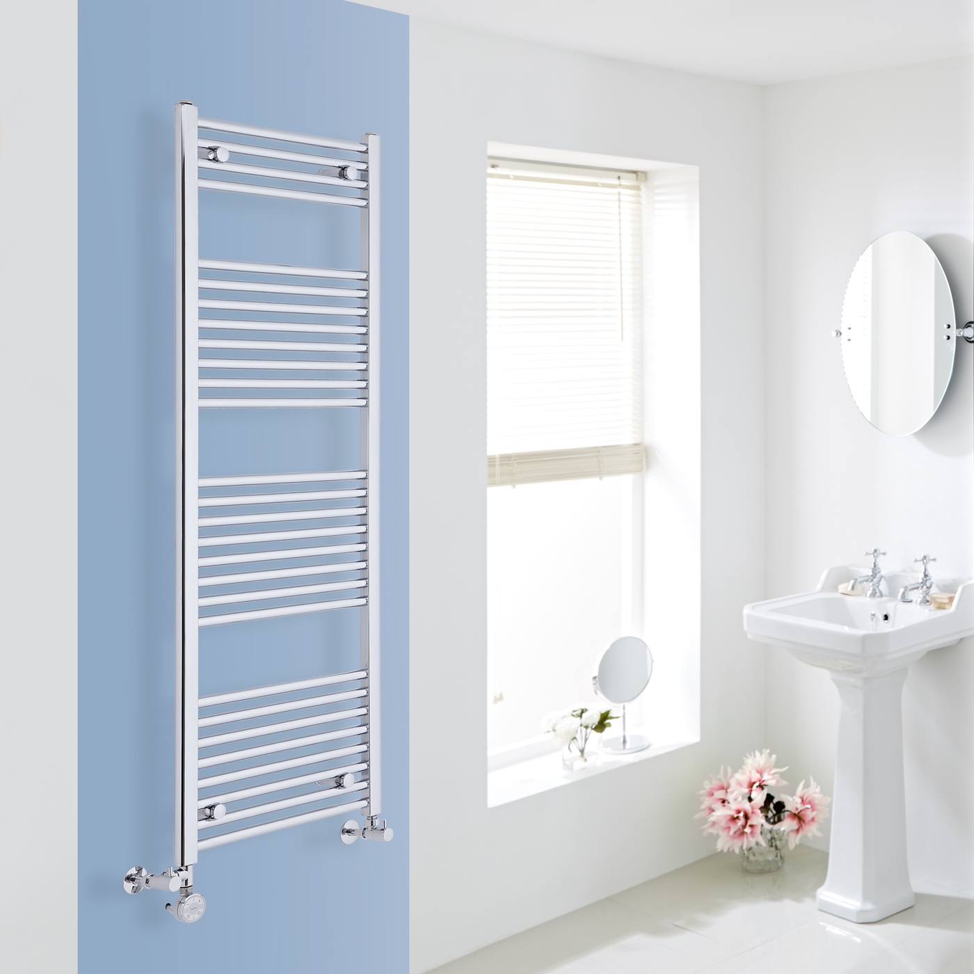Radiador Toallero Mixto Plano - Cromado - 1500mm x 500mm x 30mm - 552 Vatios - Ischia