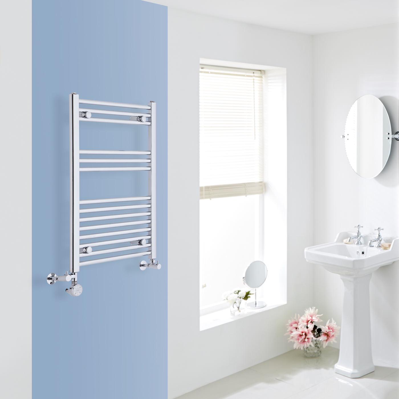 Radiador Toallero Mixto Plano - Cromado - 800mm x 500mm x 30mm - 284 Vatios - Ischia