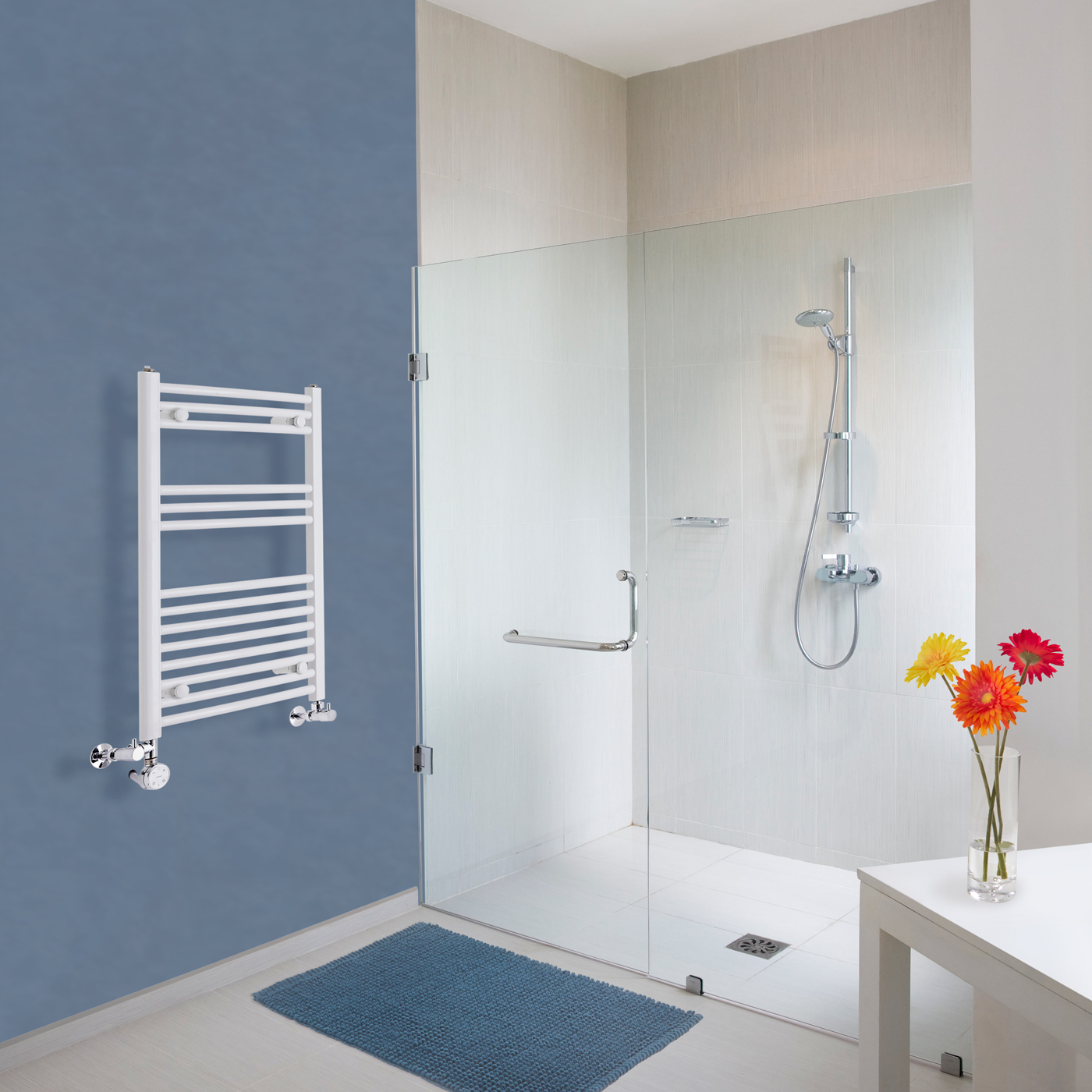 Radiador Toallero Mixto Curvo - Blanco - 800mm x 500mm x 45mm - 426 Vatios - Etna