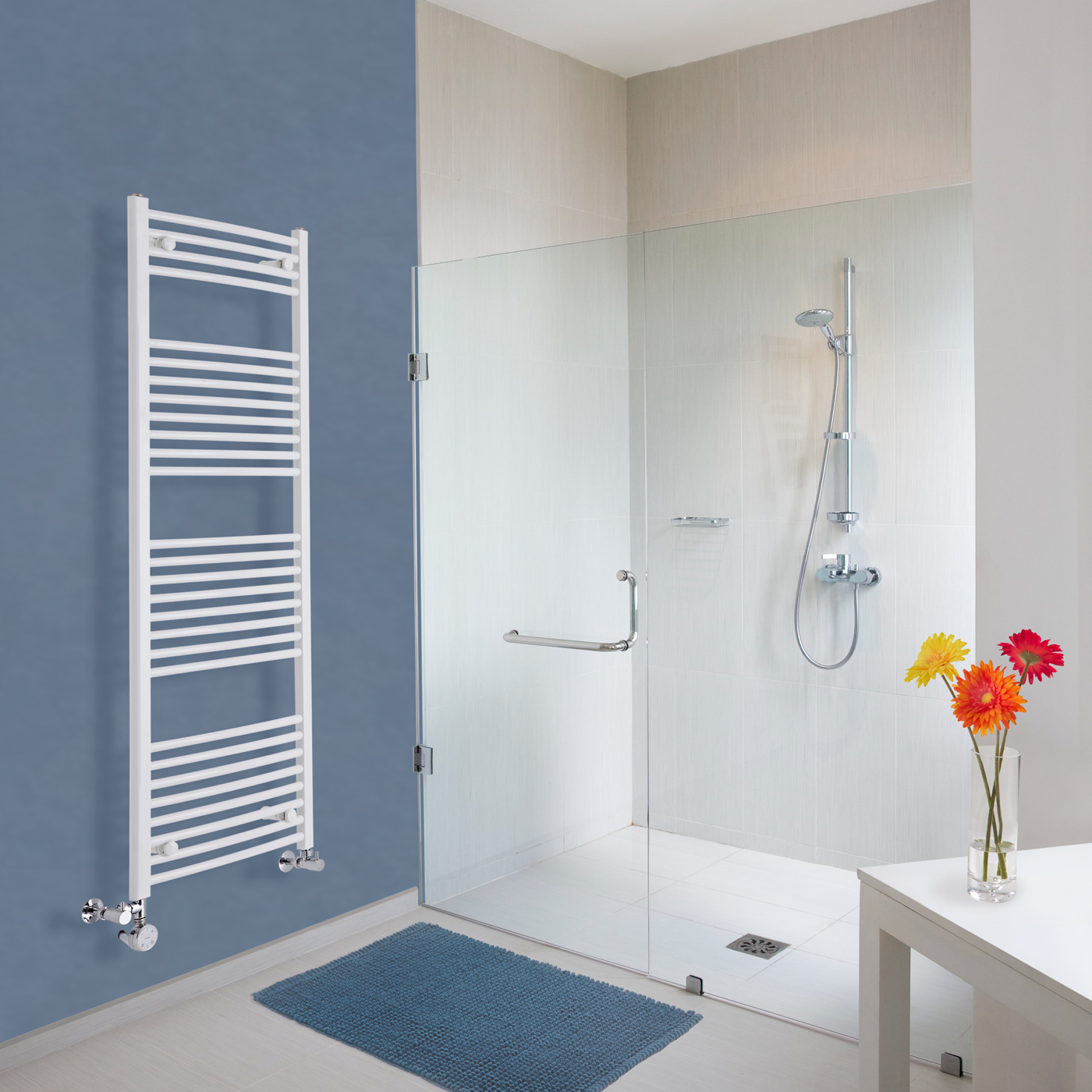 Radiador Toallero Mixto Curvo - Blanco - 1500mm x 500mm x 45mm - 828 Vatios - Etna