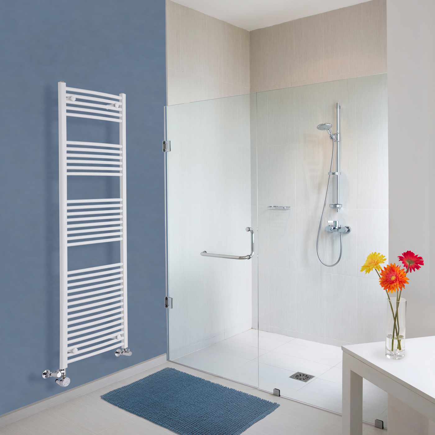Radiador Toallero Mixto Curvo - Blanco - 1800mm x 500mm x 45mm - 1000 Vatios - Etna
