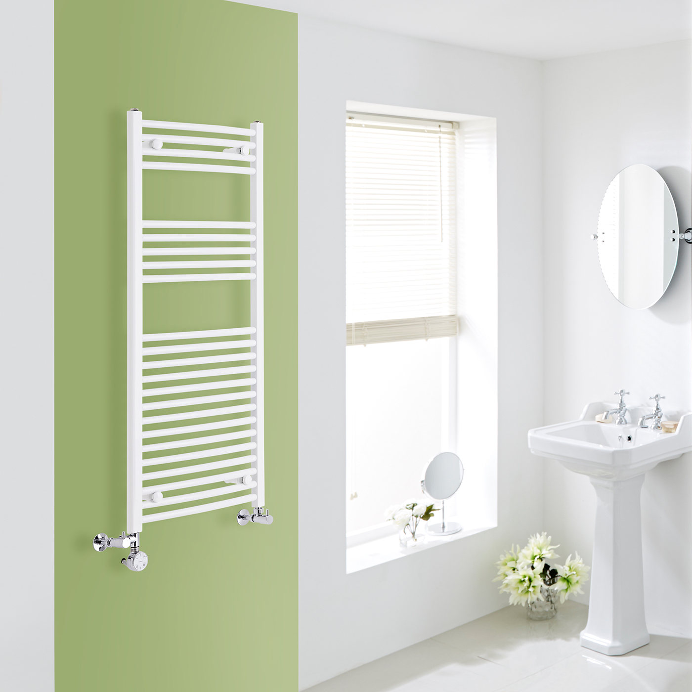 Radiador Toallero Mixto Plano - Blanco - 1200mm x 500mm x 30mm - 672 Vatios - Etna