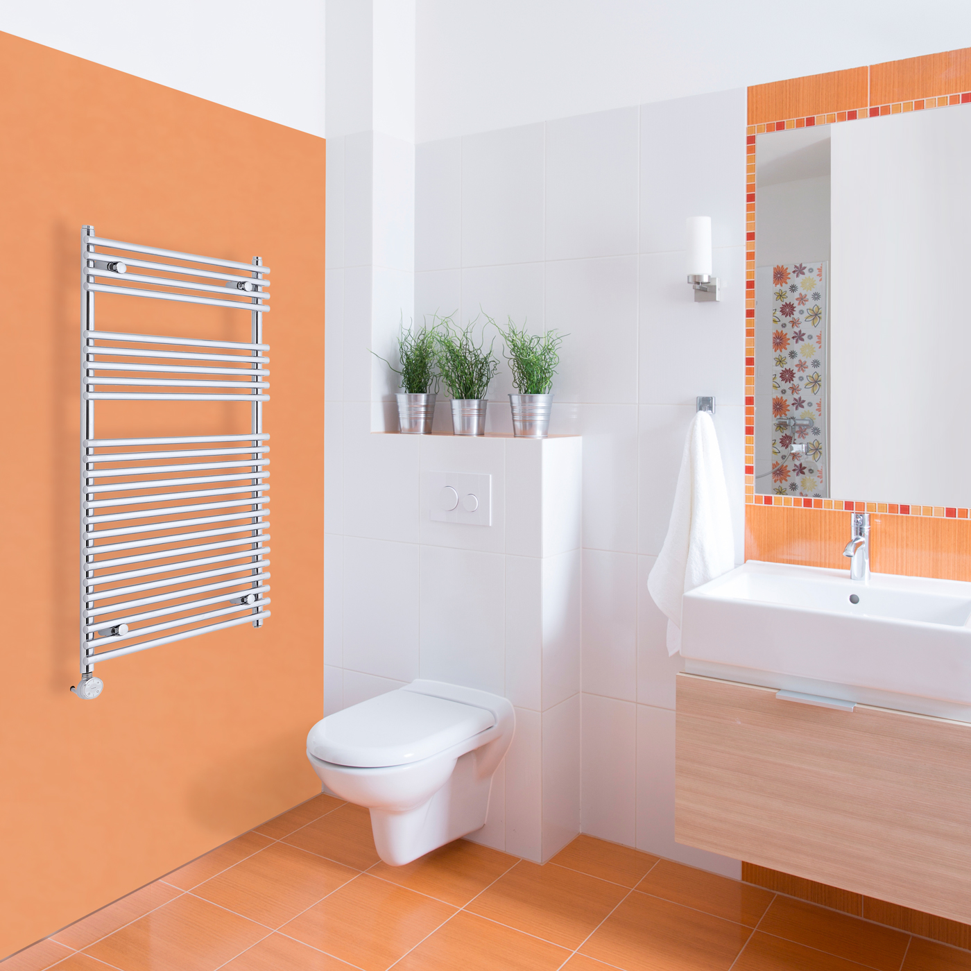 Radiador Toallero Eléctrico Plano - Cromado - 1150mm x 600mm x 84mm - Ischia