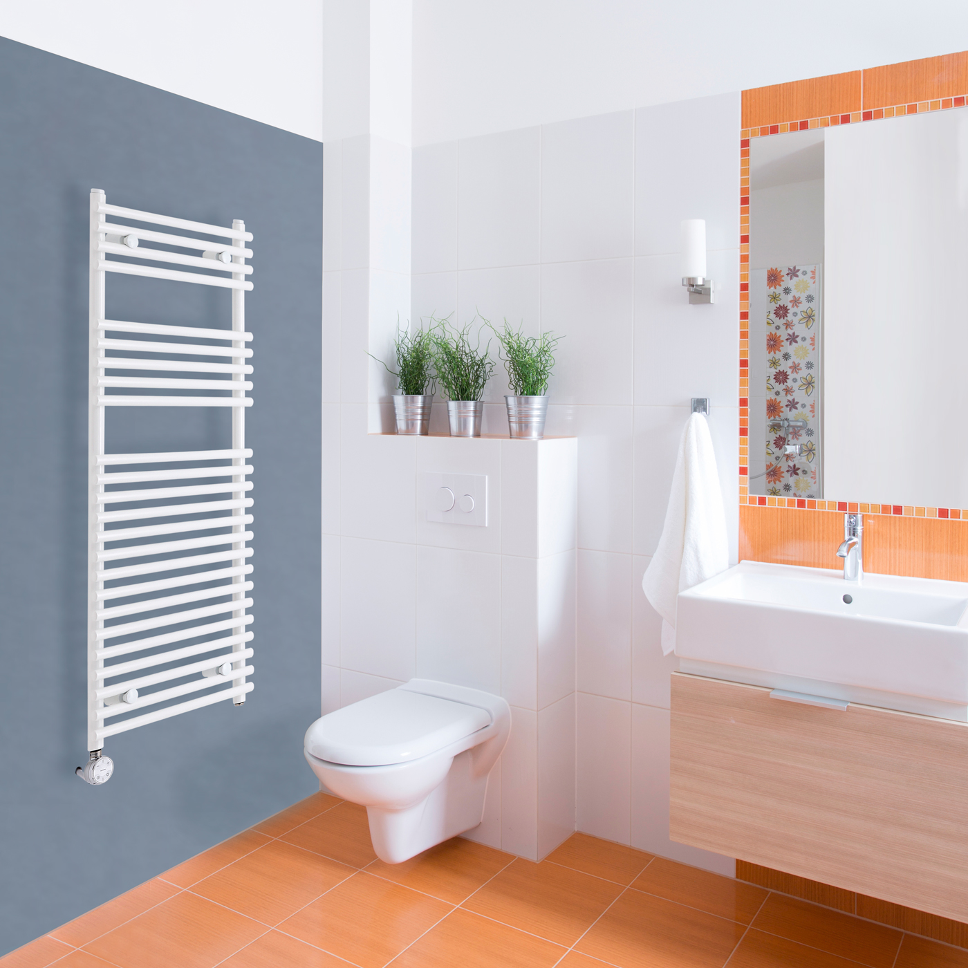 Radiador Toallero Eléctrico Plano - Blanco - 1150mm x 450mm x 70mm - Ischia