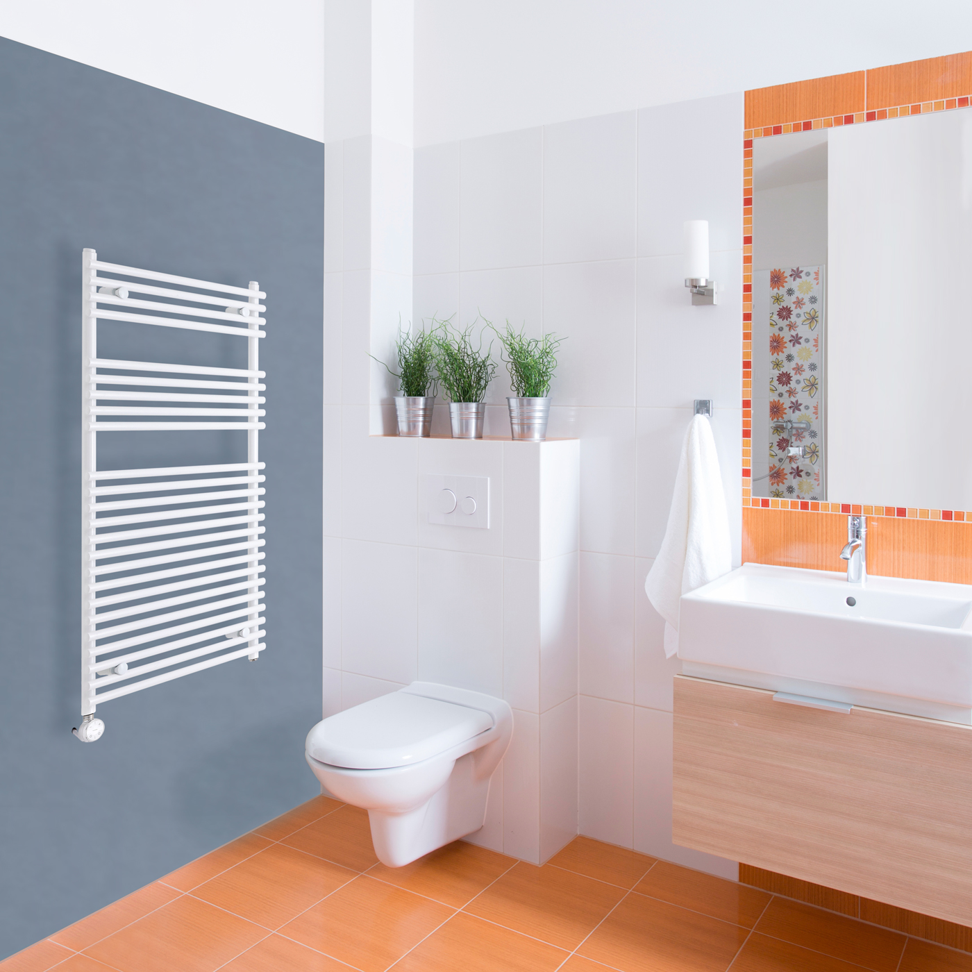 Radiador Toallero Eléctrico Plano - Blanco - 1150mm x 600mm x 70mm - Ischia