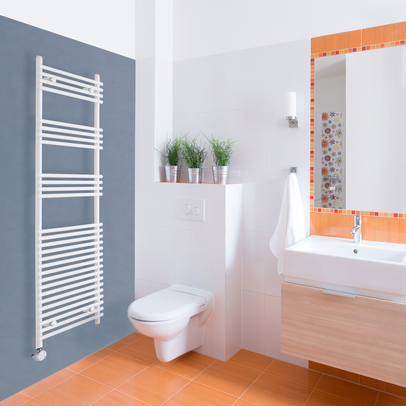 Radiador Toallero Eléctrico Plano - Blanco - 1650mm x 450mm x 84mm - Ischia