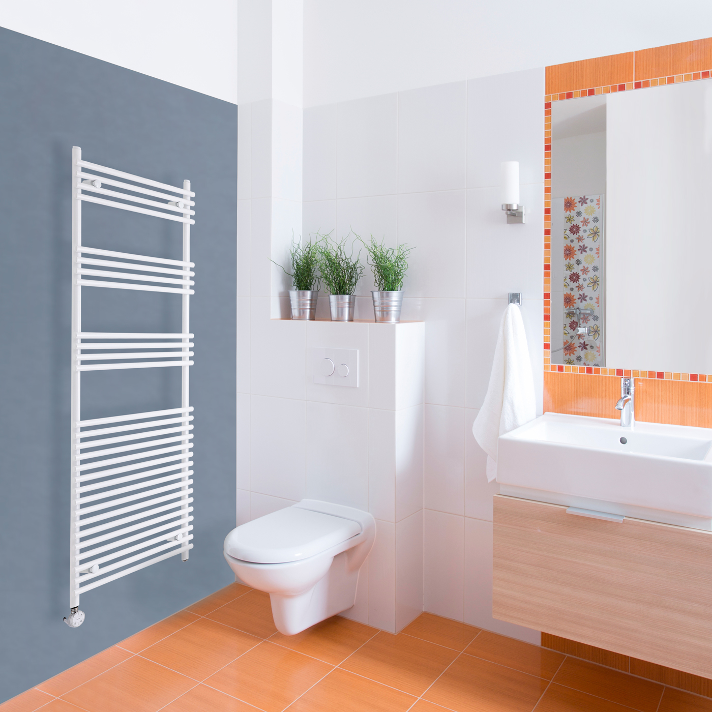 Radiador Toallero Eléctrico Plano - Blanco - 1650mm x 600mm x 54mm - Ischia