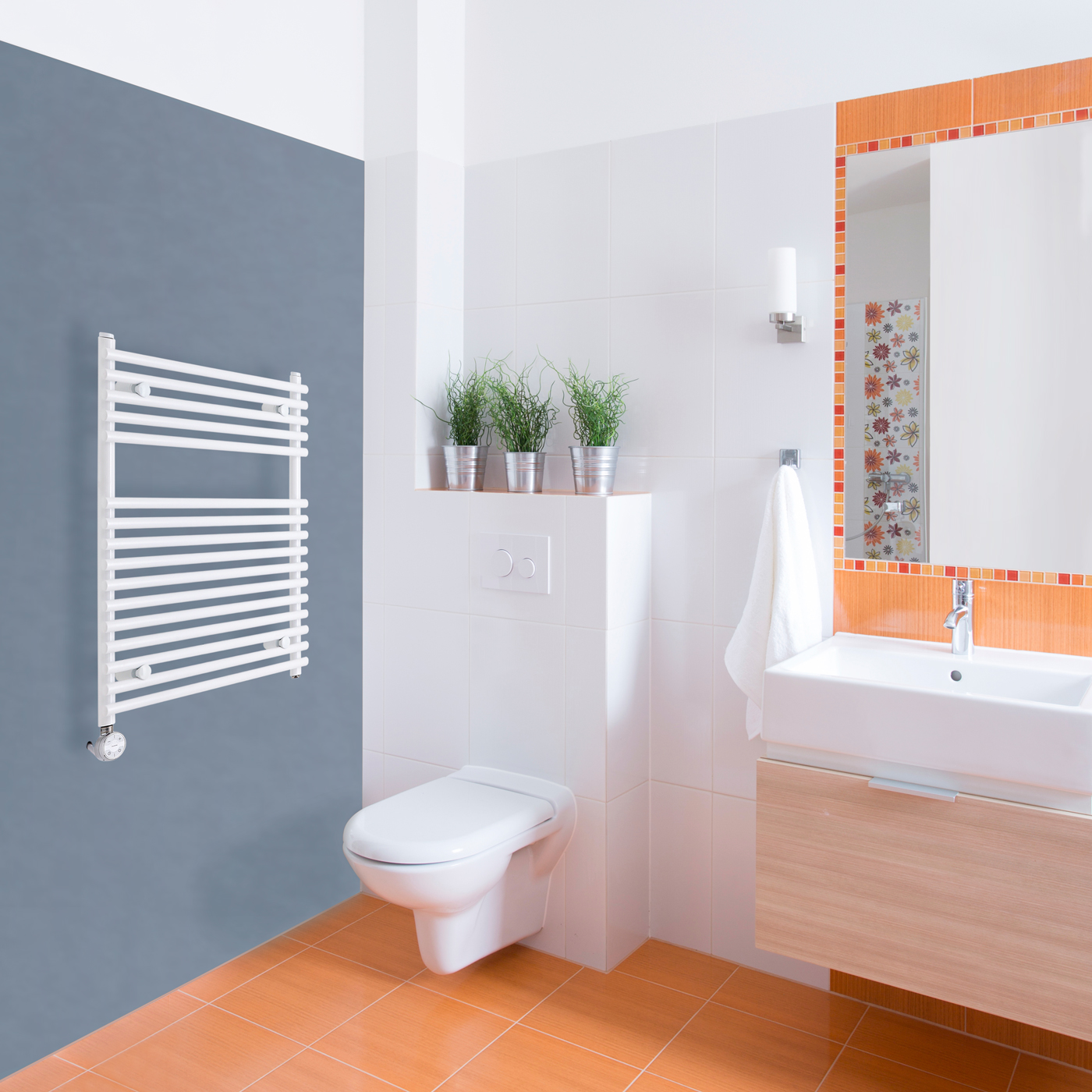 Radiador Toallero Eléctrico Plano - Blanco - 750mm x 600mm x 84mm - Ischia