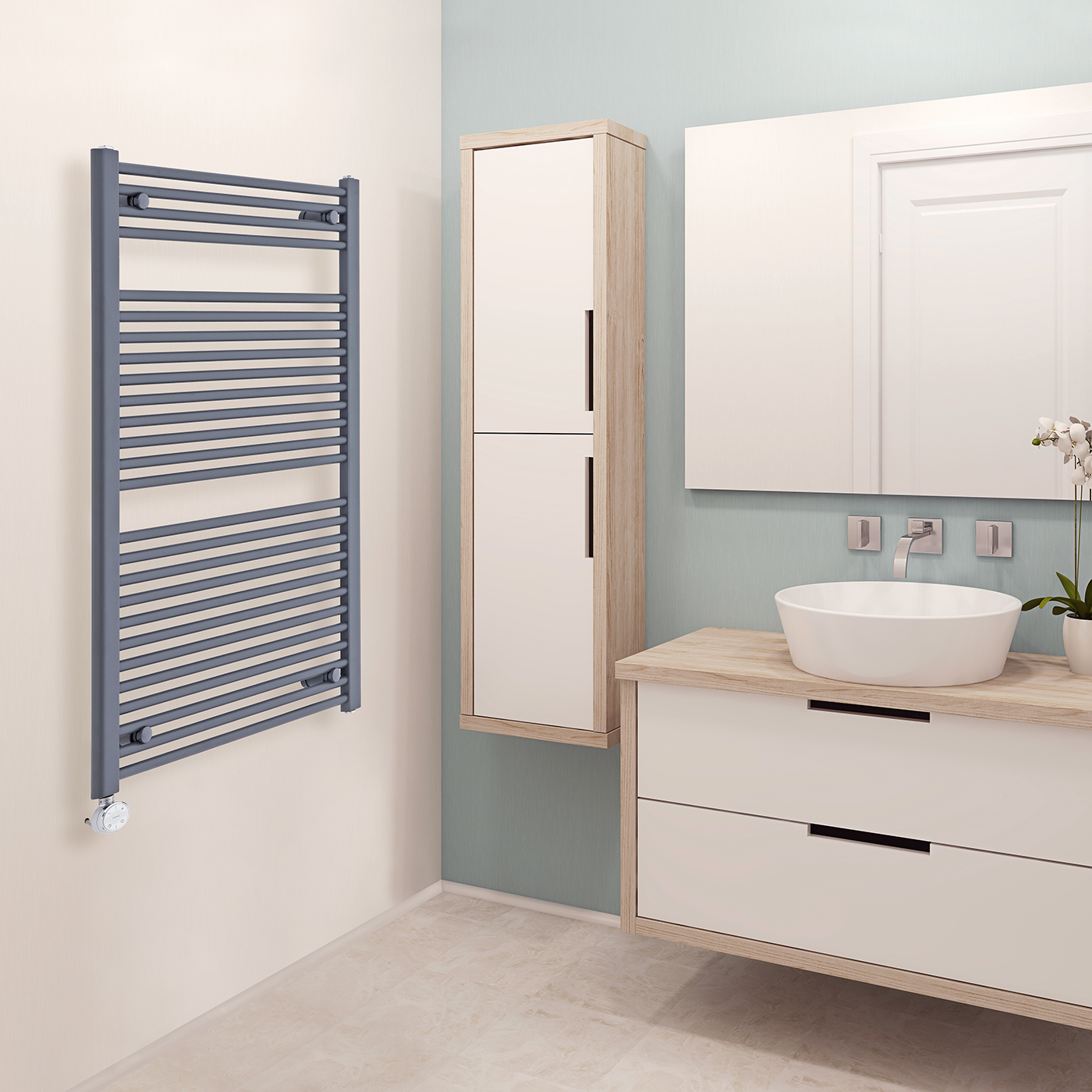 Radiador Toallero Eléctrico Plano - Antracita - 1200mm x 600mm x 30mm - Loa