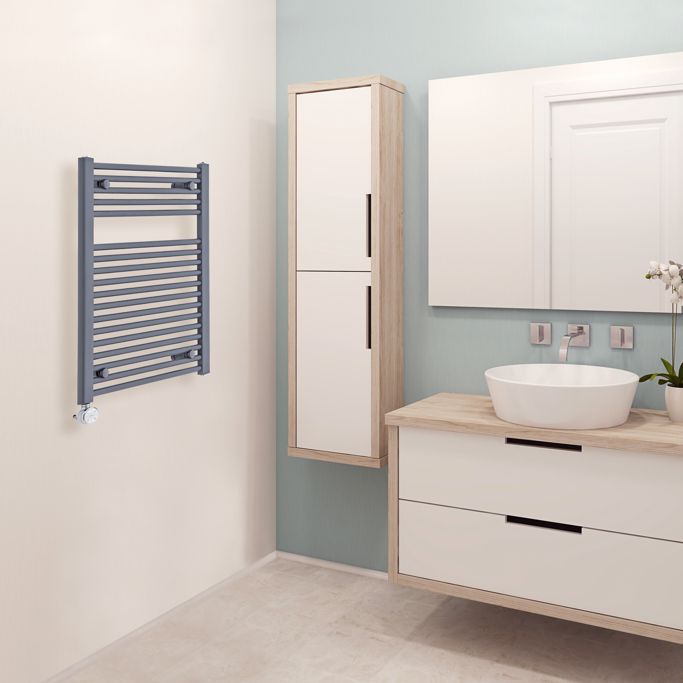 Radiador Toallero Eléctrico Plano - Antracita - 800mm x 500mm x 30mm - Loa