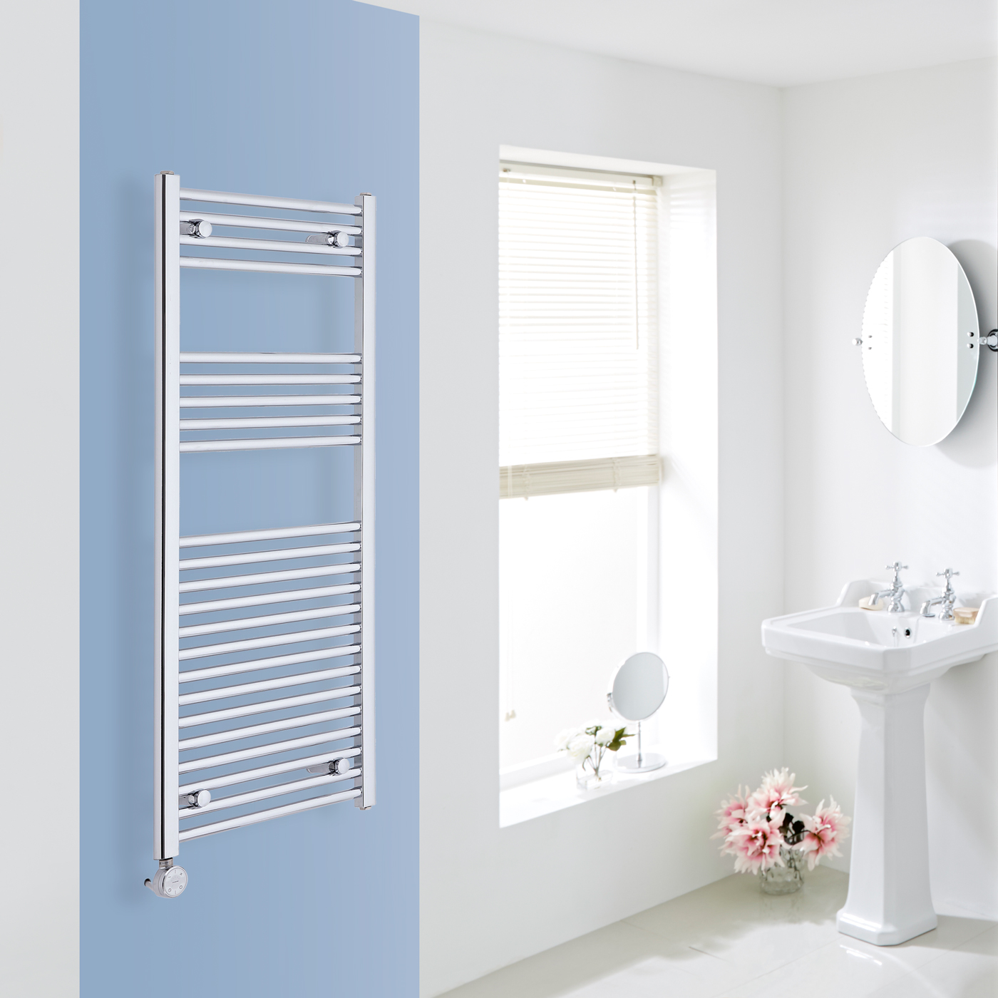 Radiador Toallero Eléctrico Plano - Cromado - 1200mm x 500mm x 30mm - Ischia