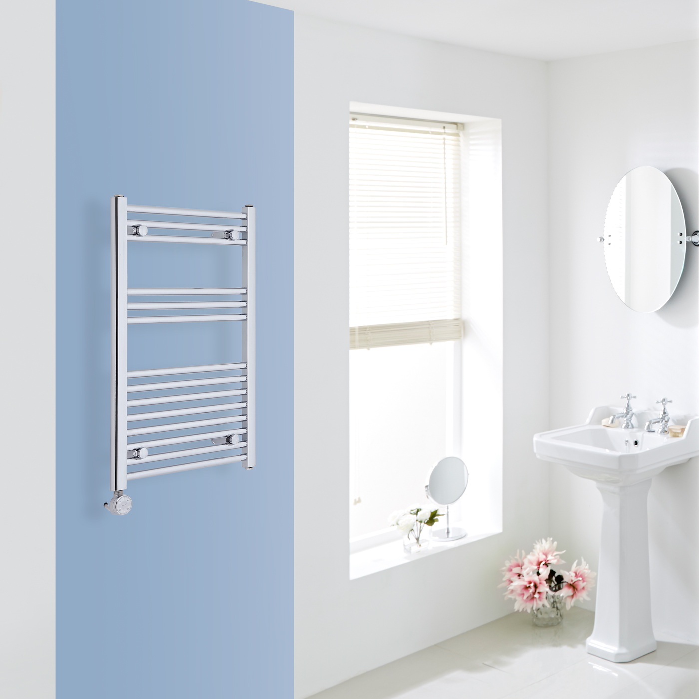 Radiador Toallero Eléctrico Plano - Cromado - 800mm x 500mm x 30mm - Ischia