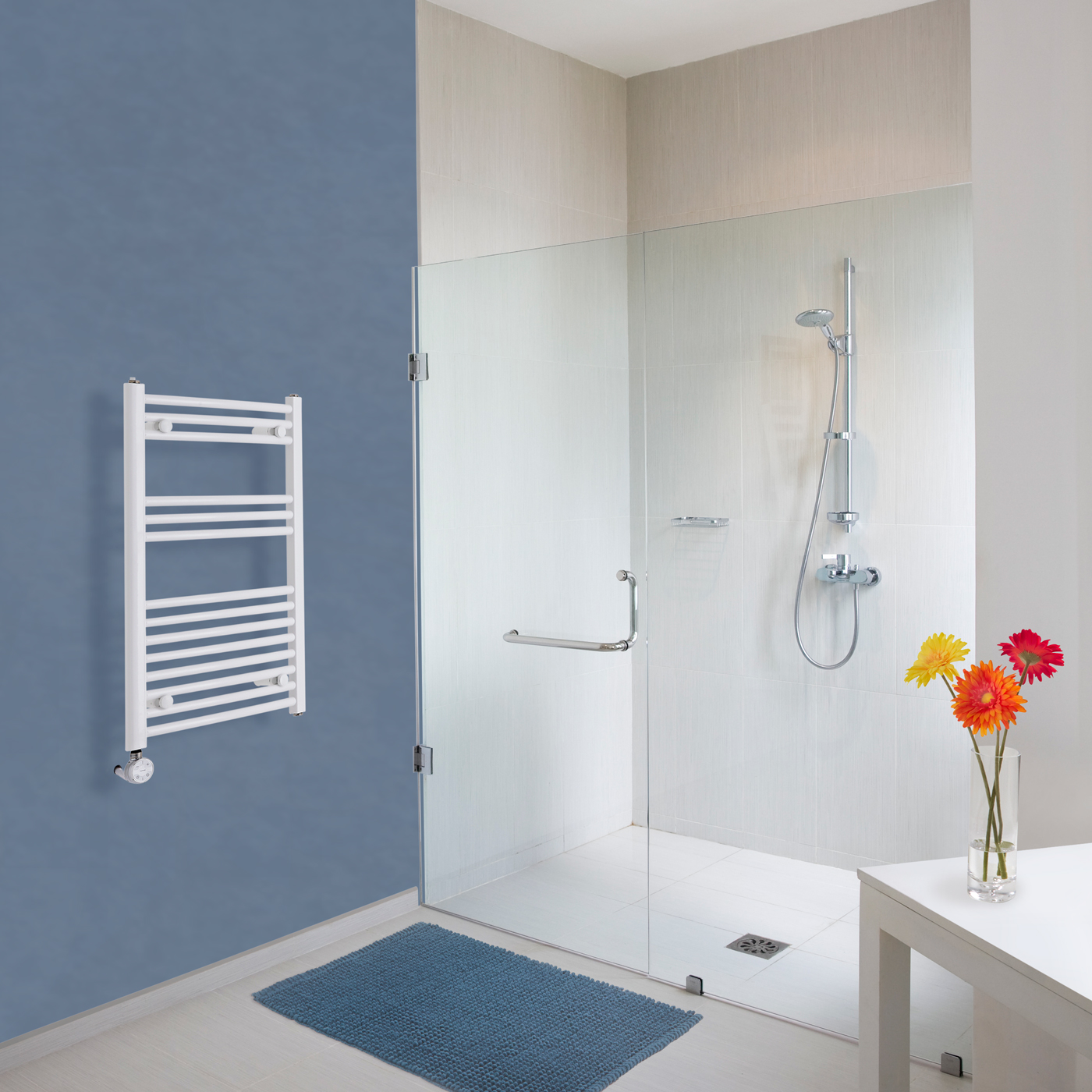 Radiador Toallero Eléctrico Curvo - Blanco - 800mm x 500mm x 45mm - Etna