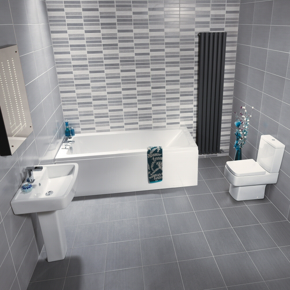 Conjunto de Cuarto de Baño Moderno Completo con Bañera, Lavabo, WC