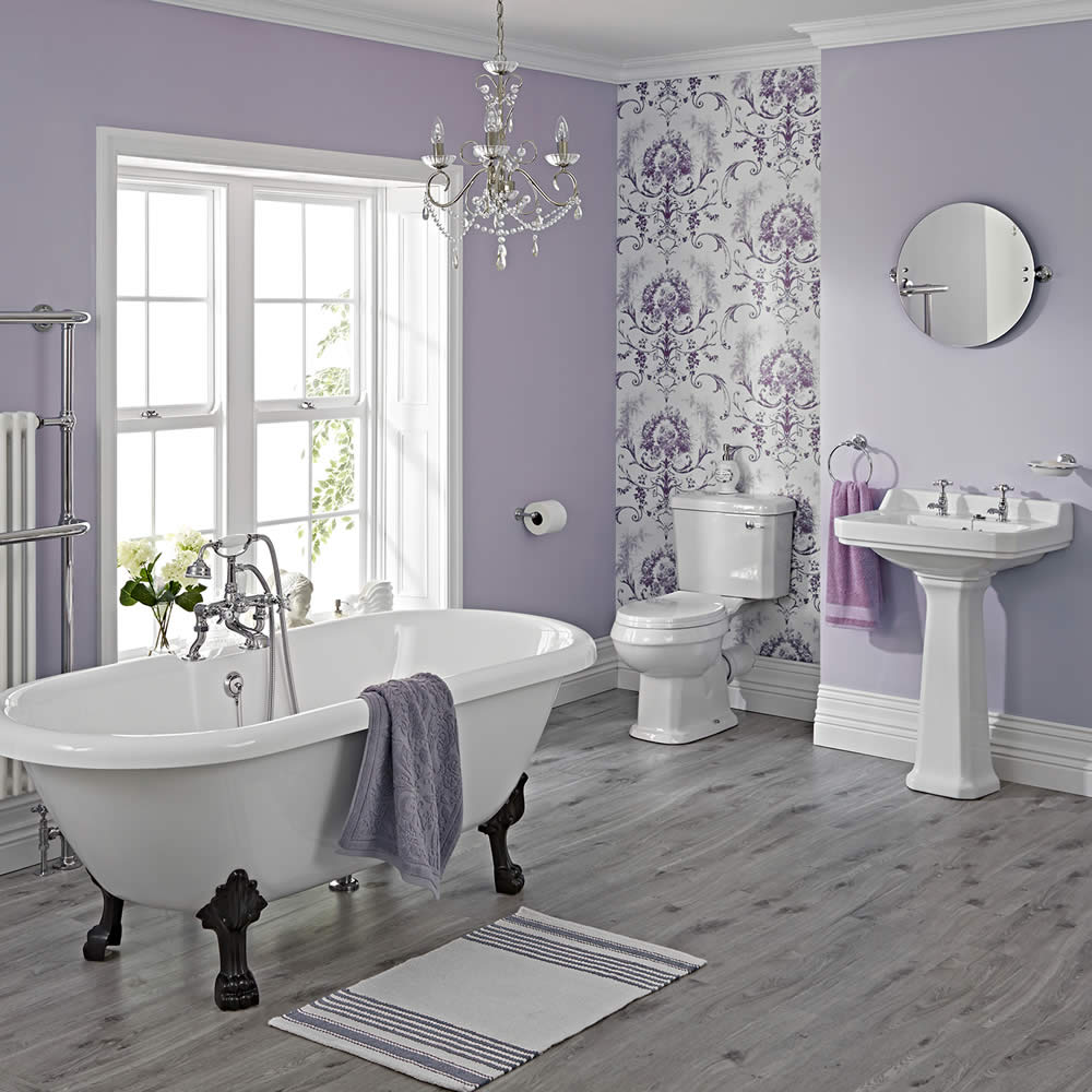 Conjunto de Baño Tradicional Completo con Lavabo, Grifería, WC con Cisterna, Tapa para el WC y Bañerra - Carlton