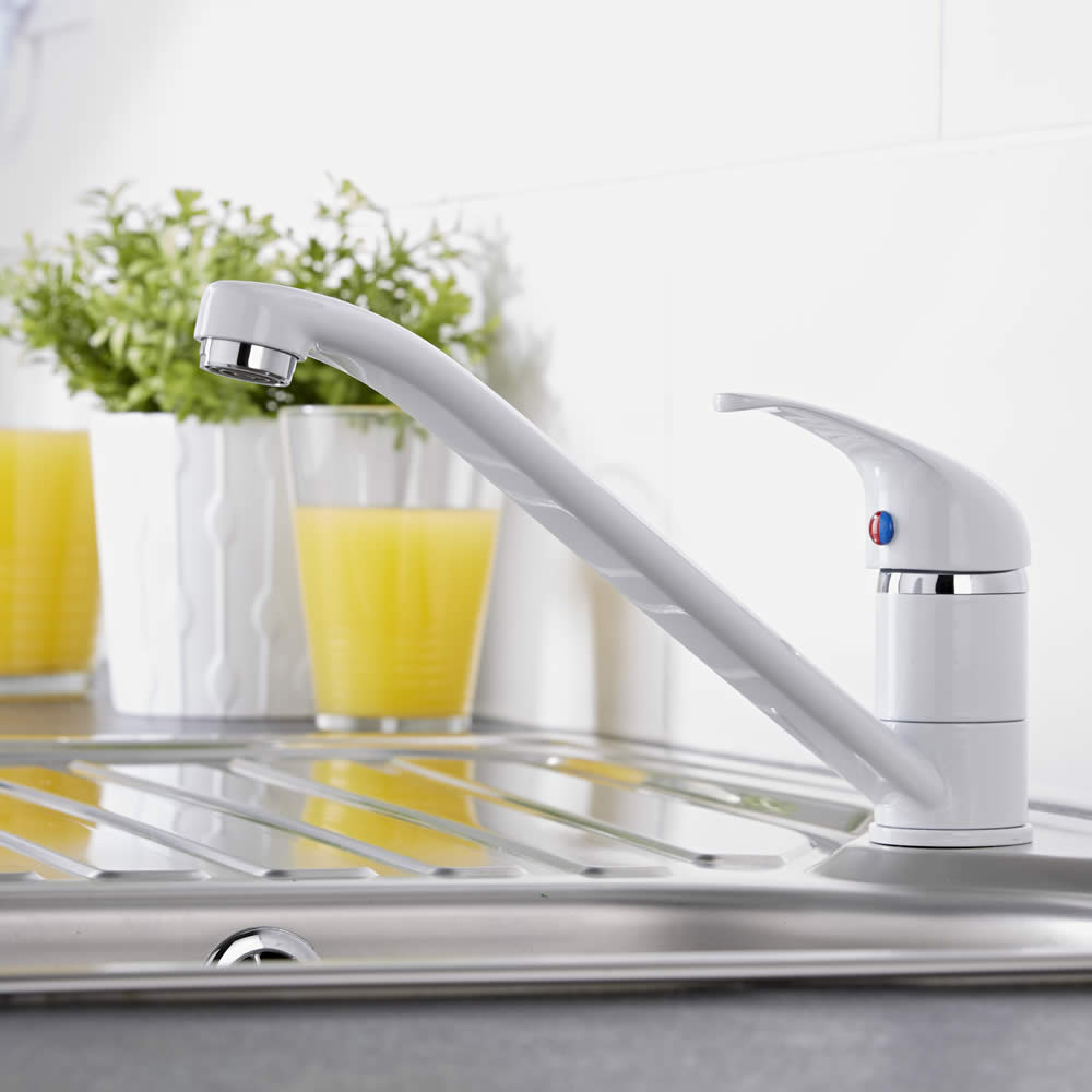 Mezclador de Cocina Blanco Monoforo Monomando