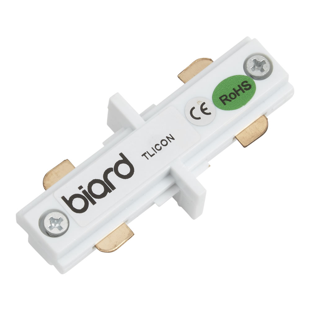 Biard Unión Conector Recto para Focos de Carril LED - Blanco