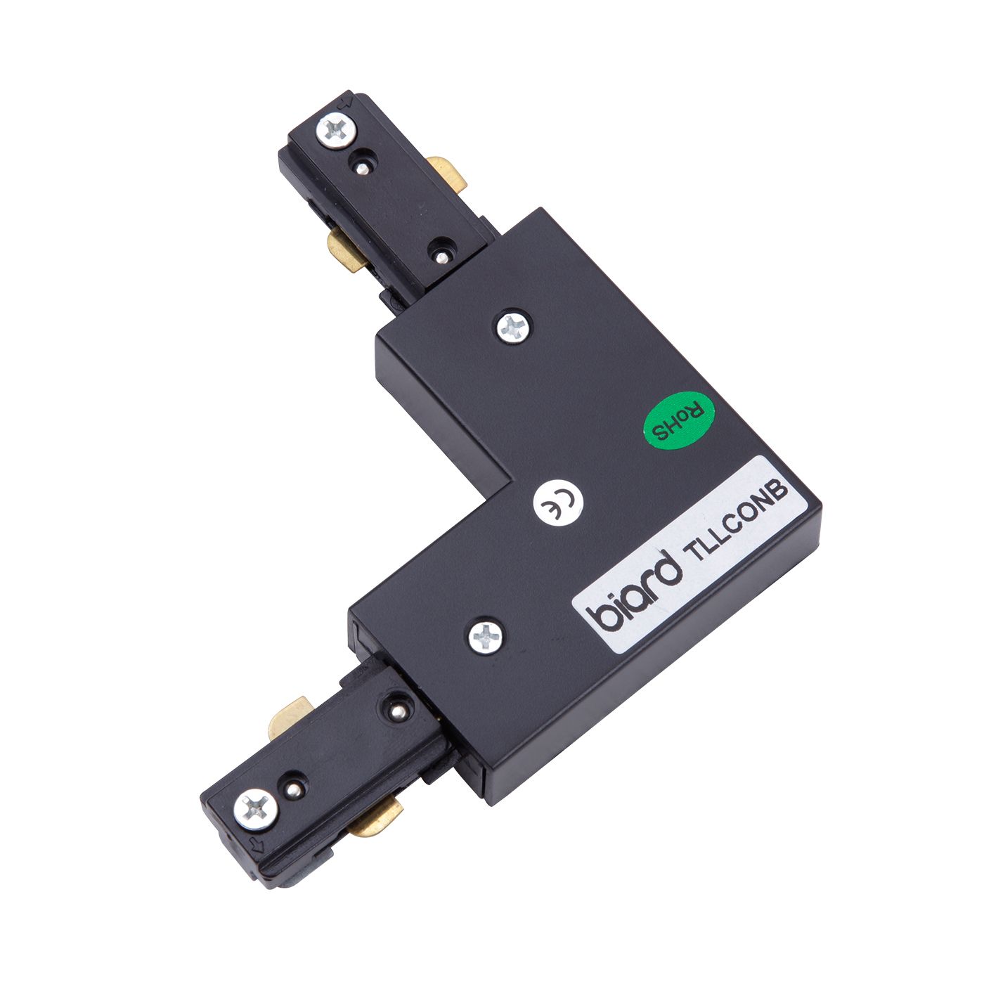 Biard Unión Conector de Esquina para Focos de Carril LED con Forma a "L" de Color Negro