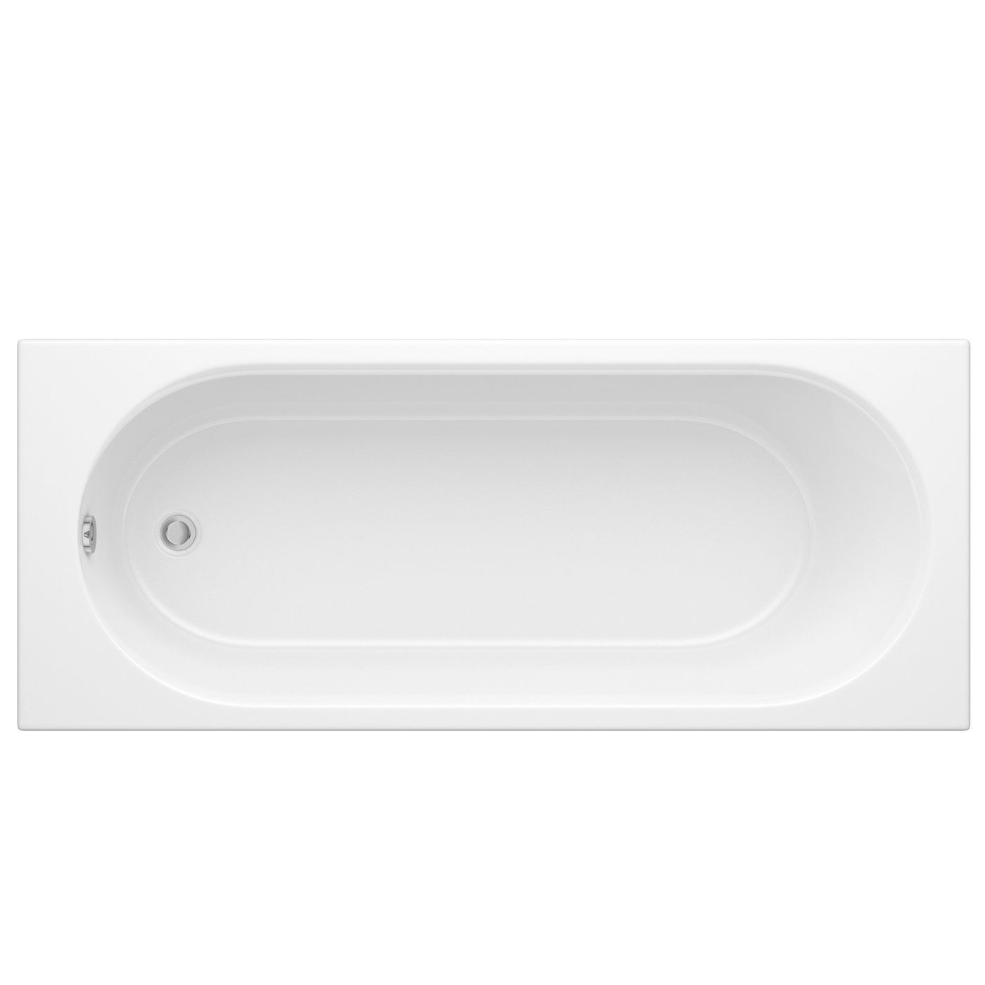 Bañera Rectangular Acrílica con Fondo Oval Estilo Retro de Color Blanco 1700x750mm