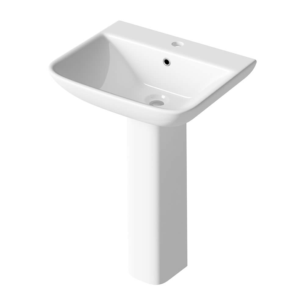 Lavabo con Pedestal en Cerámica Estilo Moderno 550mm