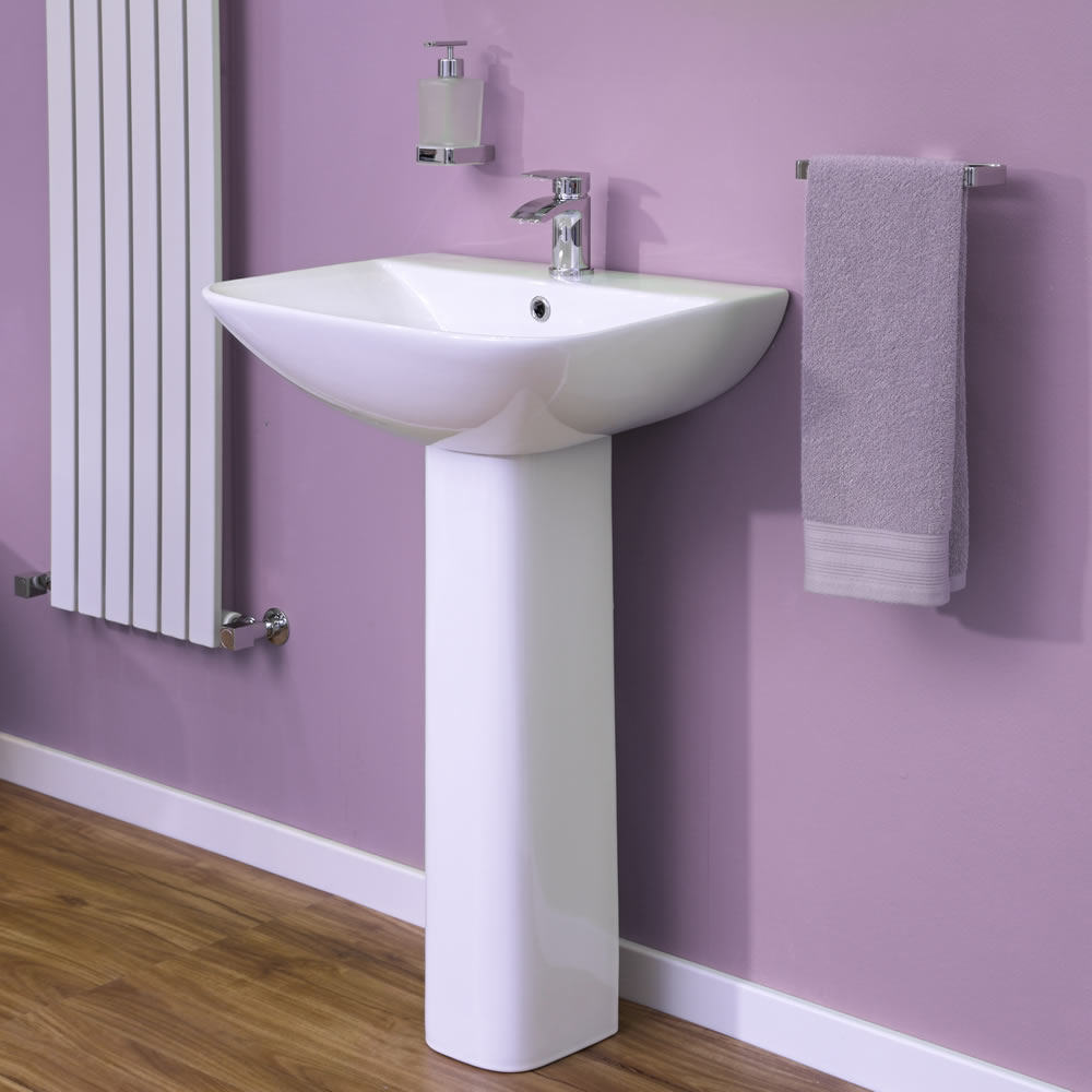 Lavabo con Pedestal en Cerámica Estilo Moderno 550mm