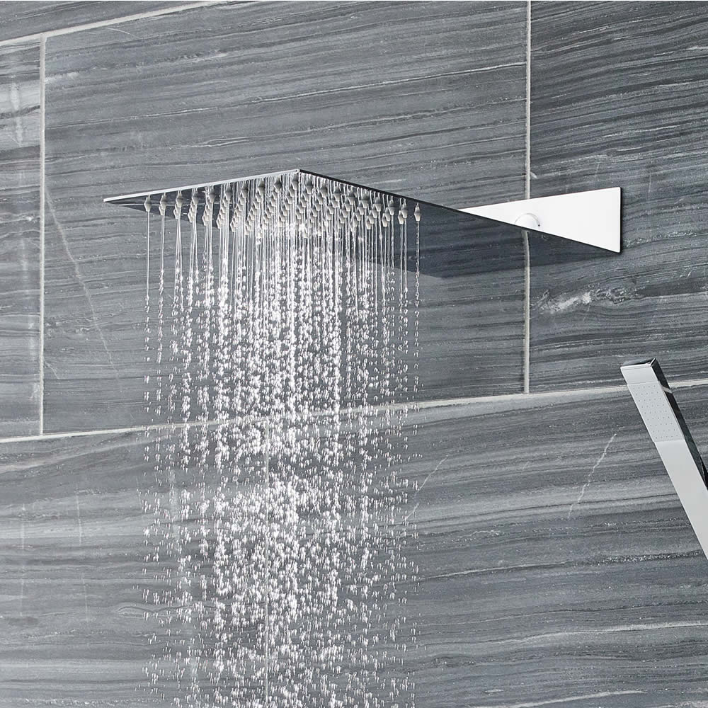 Alcachofa de Ducha Rectangular con Brazo Integrado 430mm x 200mm y Economizador de Agua - Eco