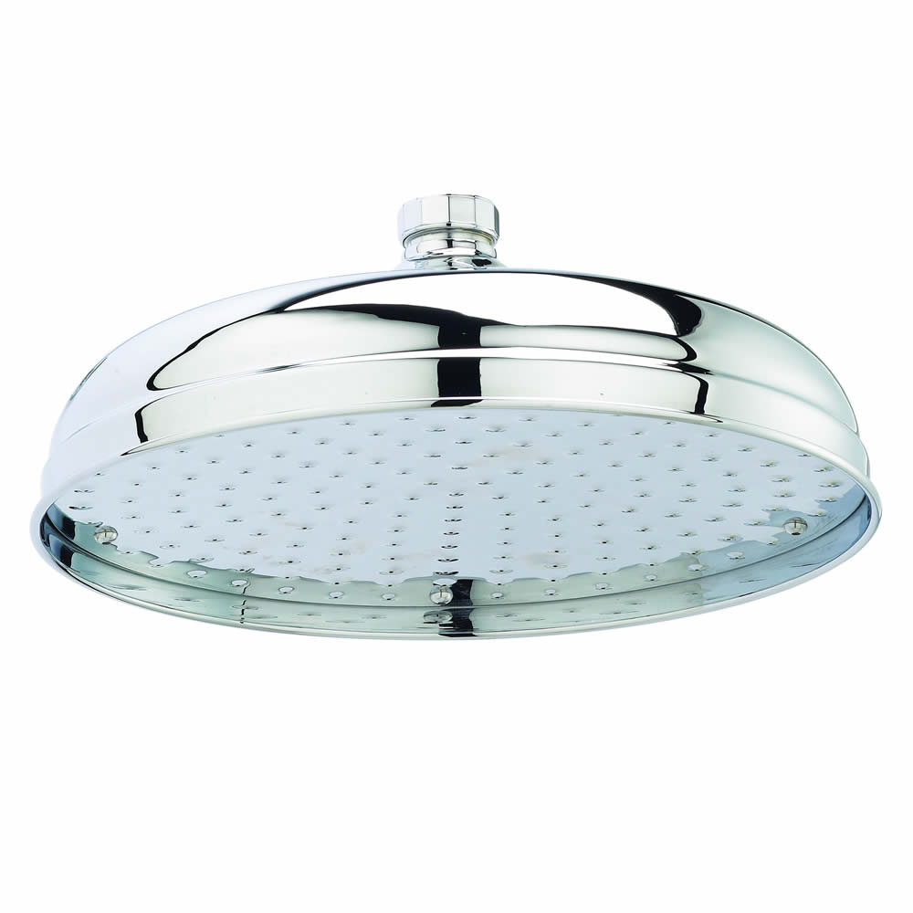Alcachofa de Ducha Tradicional Fija en Latón Cromado de 193mm con Economizador de Caudal - Apron