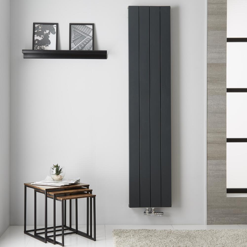 Radiador de Diseño Vertical Doble con conexión Central - Aluminio - Antracita - 1800mm x 375mm x 67mm - Vatios - 1439 Kett