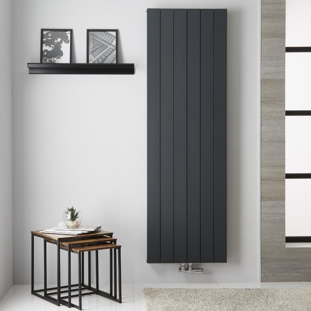 Radiador de Diseño Vertical Doble con conexión Central - Aluminio - Antracita - 1800mm x 565mm x 67mm - 1918 Vatios - Kett