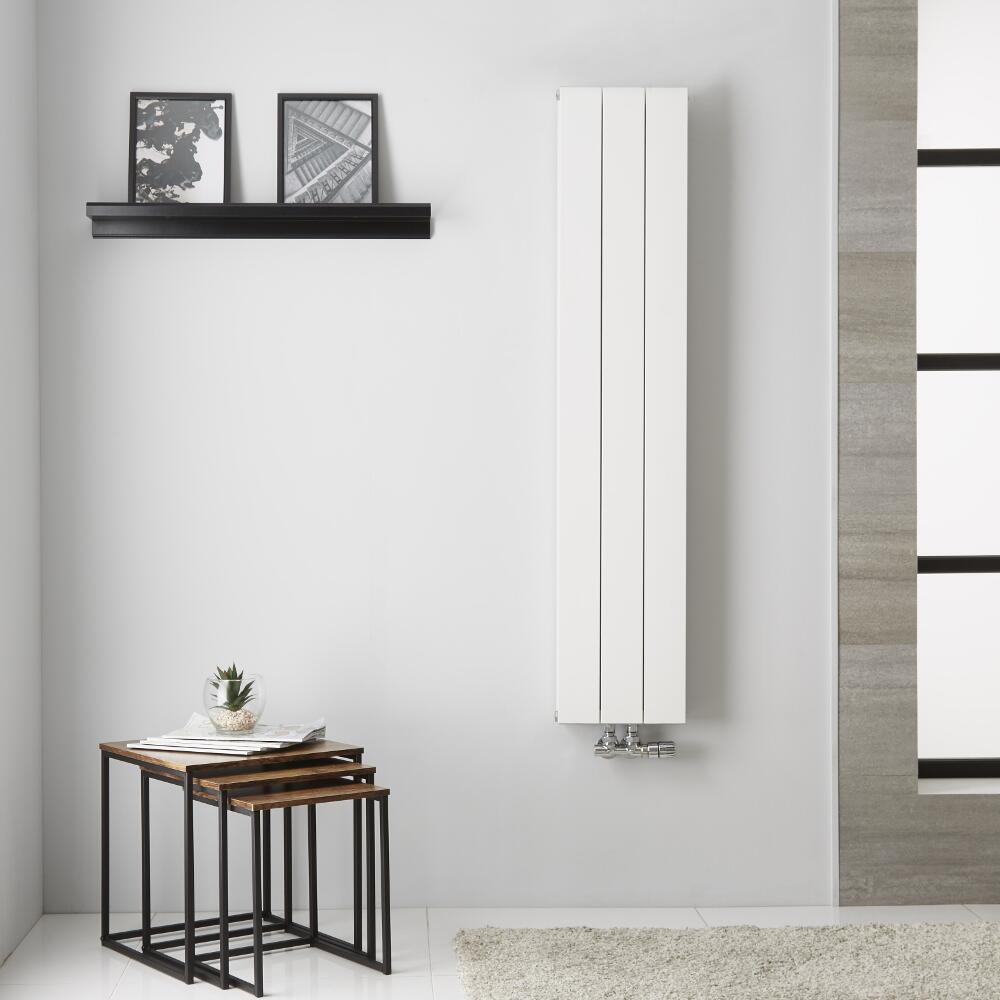 Radiador de Diseño Vertical Doble Con conexión Central - Aluminio - Blanco - 1400mm x 280mm x 67mm - 907 Vatios - Kett