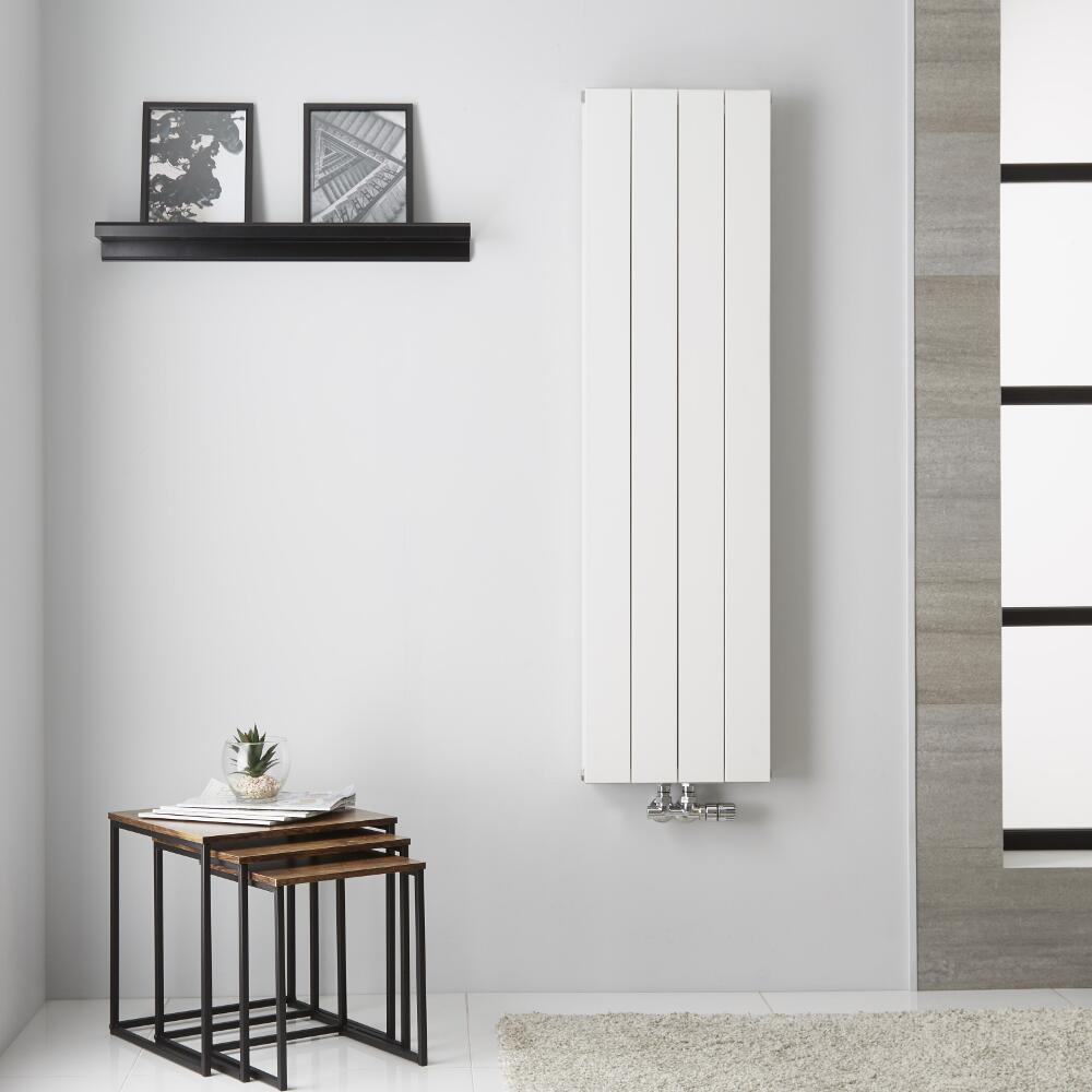 Radiador de Diseño Vertical Doble Con conexión Central - Aluminio - Blanco - 1400mm x 375mm x 67mm - 1162 Vatios - Kett