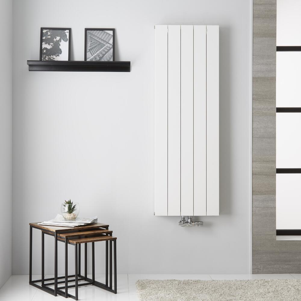 Radiador de Diseño Vertical Doble con conexión Central - Aluminio - Blanco - 1400mm x 470mm x 67mm - 1379 Vatios - Kett