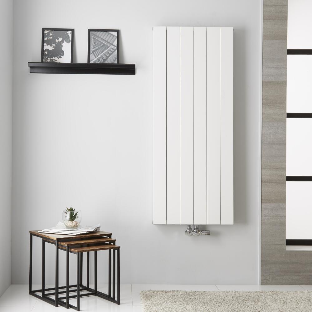 Radiador de Diseño Vertical Doble con conexión Central - Aluminio - Blanco - 1400mm x 565mm x 67mm - 1559 Vatios - Kett