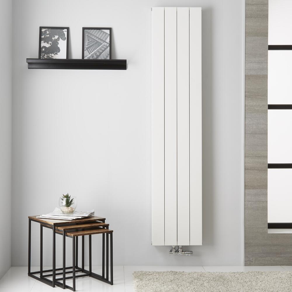 Radiador de Diseño Vertical Doble con conexión Central - Aluminio - Blanco - 1800mm x 375mm x 67mm - 1439 Vatios - Kett