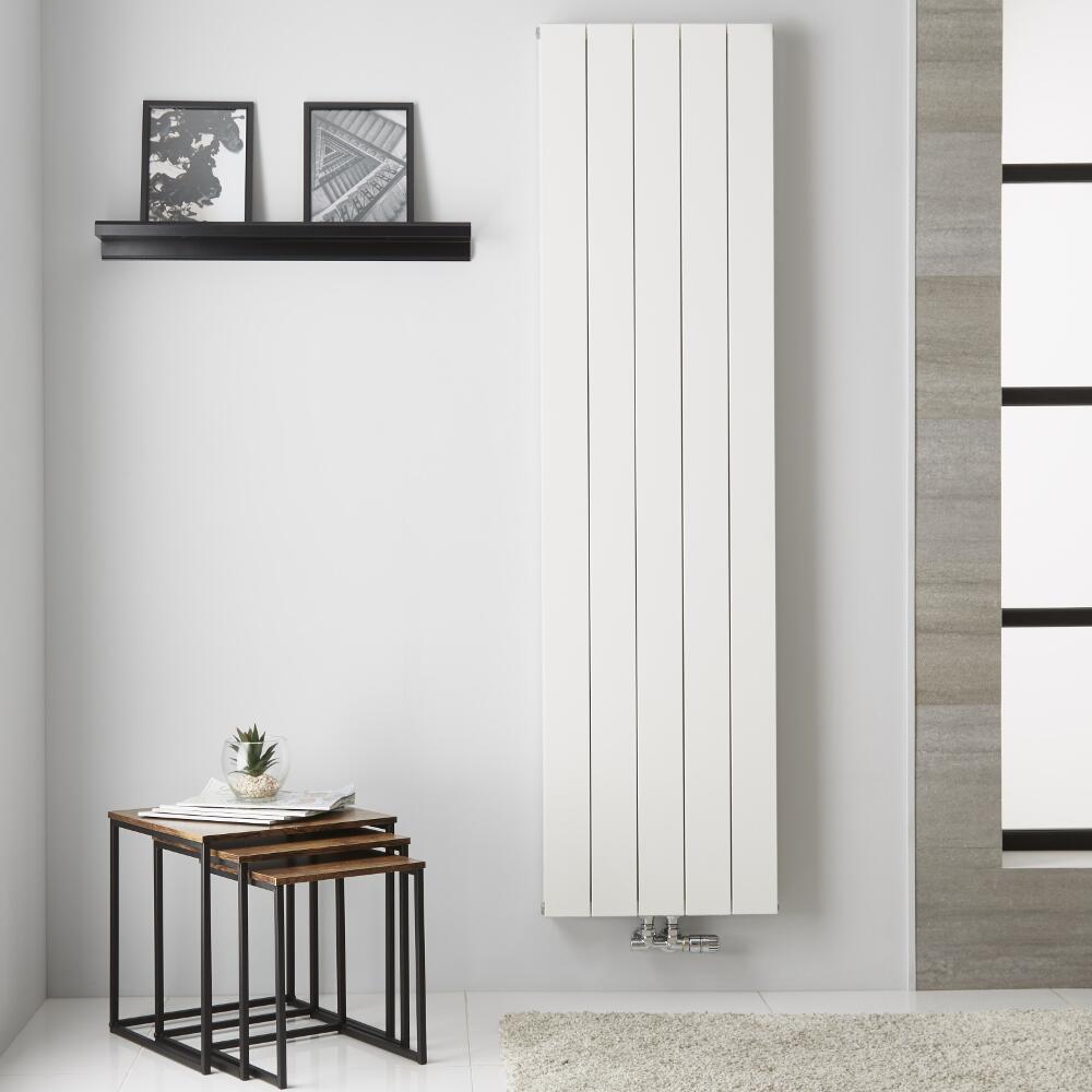 Radiador de Diseño Vertical Doble con conexión Central - Aluminio - Blanco - 1800mm x 470mm x 67mm - 1704 Vatios - Kett