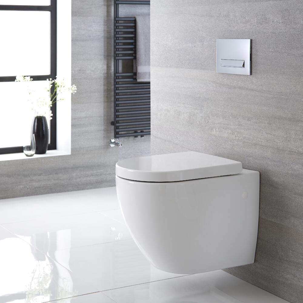 Inodoro WC Oval Suspendido 385x365 x555mm con Tapa de WC Soft Close - Ashbury
