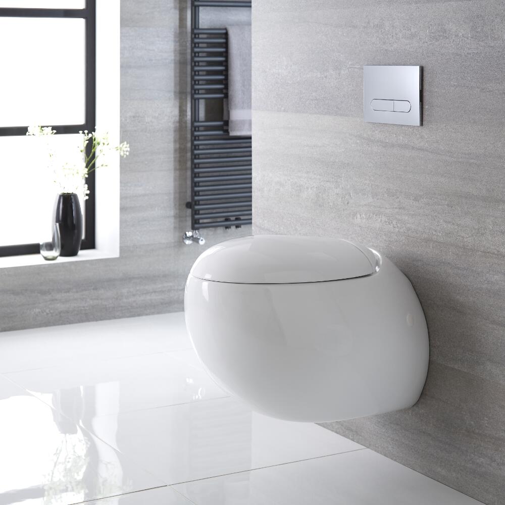 Inodoro WC Oval Suspendido 420x350x590mm con Tapa de WC Soft Close - Langtree
