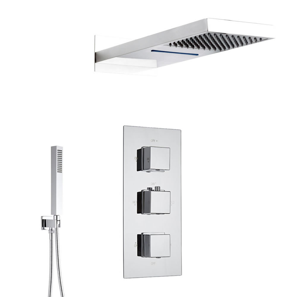 Sistema de Ducha Completo con Llave Mezcladora de Tres Funciones y Alcachofa Moderna